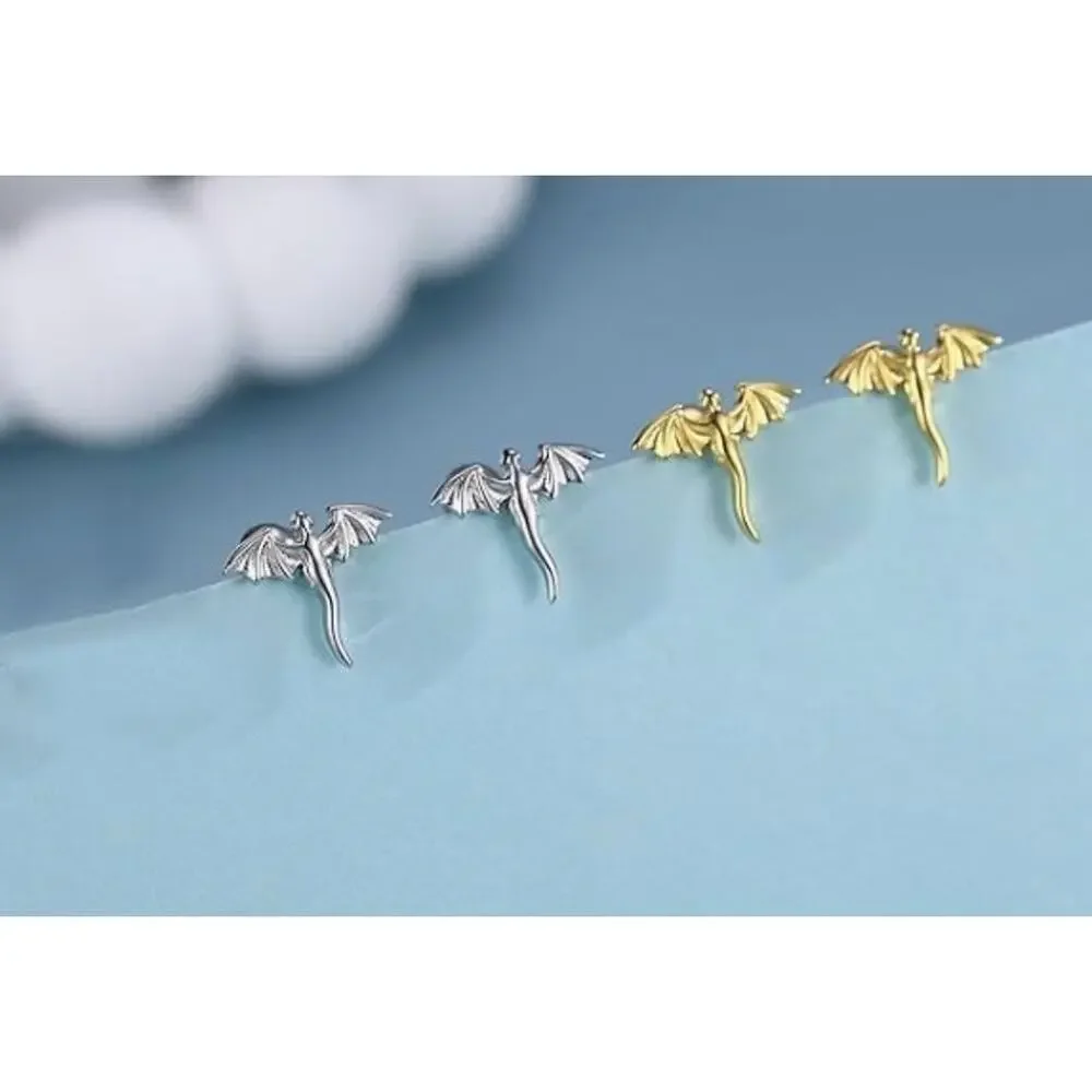 Tiny Dragon Inspire Delicate 925 Silver/Gold Push Back Fine Earrings For Woman